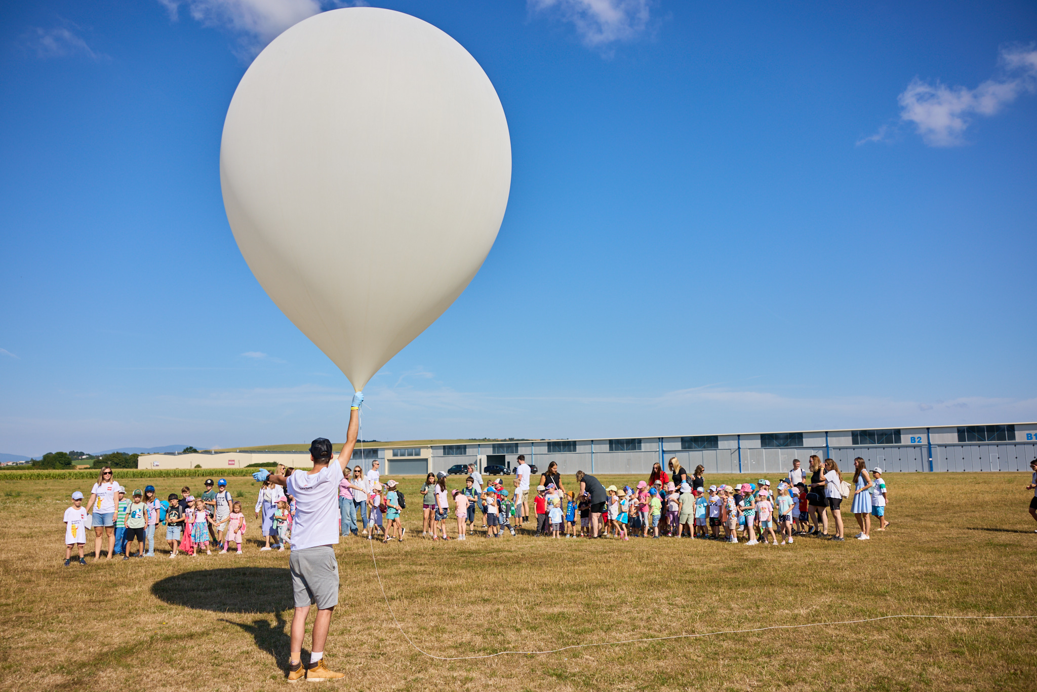 Educational balloon launch with students